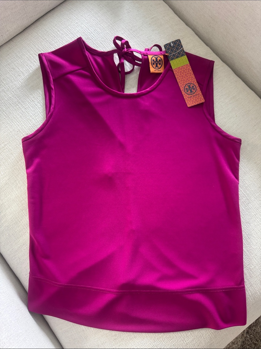 Tory Burch Fuchsia Tie-Back Sleeveless Tank